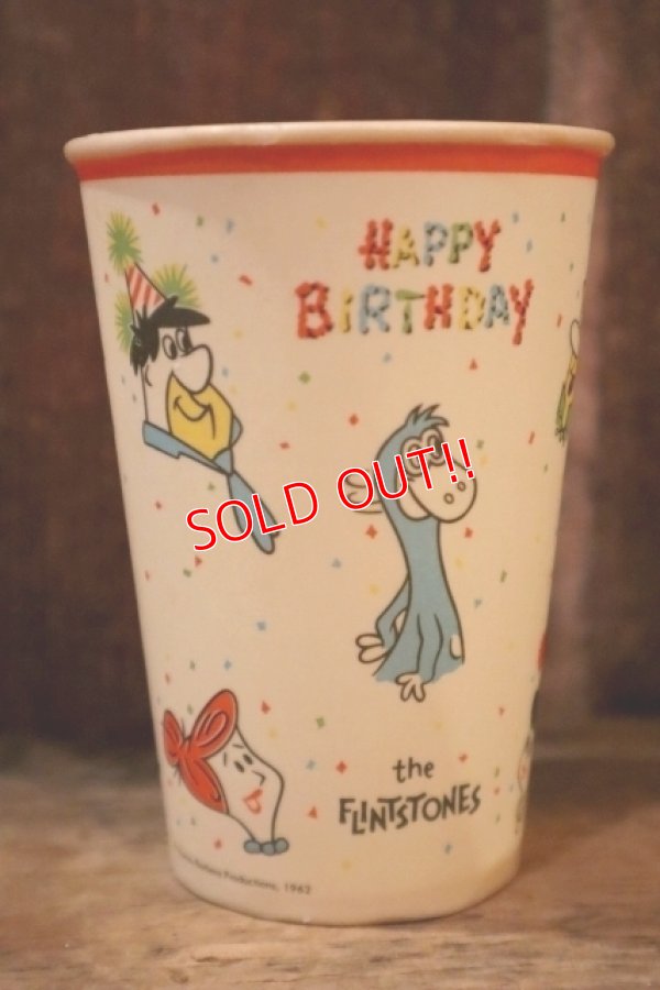 画像1: ct-250404-22 The Flintstones 1960's "HAPPY BIRTHDAY" Wax Cup