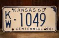 dp-dp-250205-21 License Plate 1960 KANSAS "KW-1049"