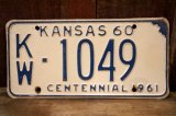 dp-dp-250205-21 License Plate 1960 KANSAS "KW-1049"