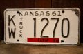 dp-dp-250205-21 License Plate 1961 KANSAS "KW-1270"