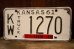 画像1: dp-dp-250205-21 License Plate 1961 KANSAS "KW-1270" (1)