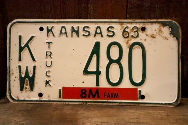 画像1: dp-dp-250205-21 License Plate 1963 KANSAS "KW-480"