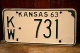 dp-dp-250205-21 License Plate 1963 KANSAS "KW-731"