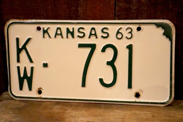 画像1: dp-dp-250205-21 License Plate 1963 KANSAS "KW-731"