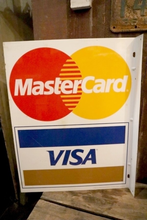 画像1: dp-250205-36 VISA Master Card 1990's W-sided Metal Sign 