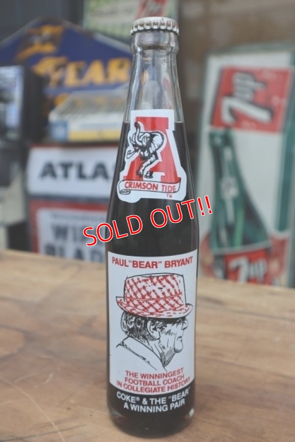 画像1: ck-007 Arizona Crimson Tide "Paul Bear Bryant" / 1980's Coca Cola Bottle