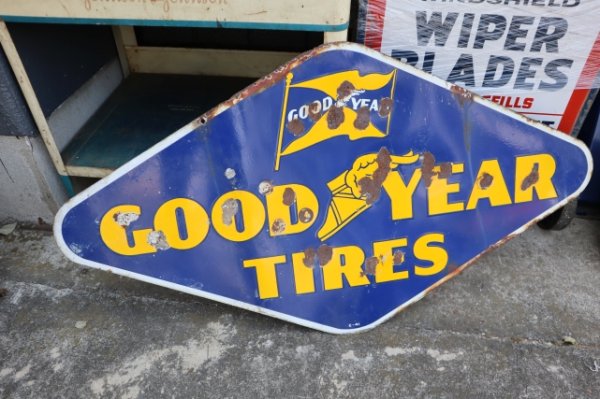 画像7: dp-250618-36 GOODYEAR TIRES / 1940's Diamond Shape Double Sided Porcelain Sign