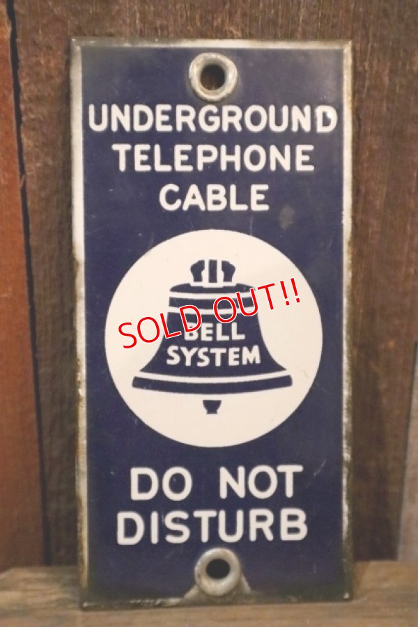 画像1: dp-250531-03 BELL SYSTEM UNDERGROUND TELEPHONE CABLE Enamel Plate Sign