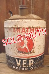 dp-250618-69 MARATHON V.E.P. 1960's 5 U.S. GALLONS MOTOR OIL CAN