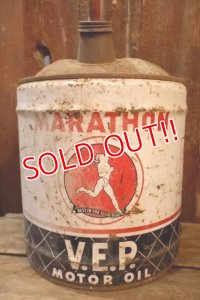 dp-250618-69 MARATHON V.E.P. 1960's 5 U.S. GALLONS MOTOR OIL CAN