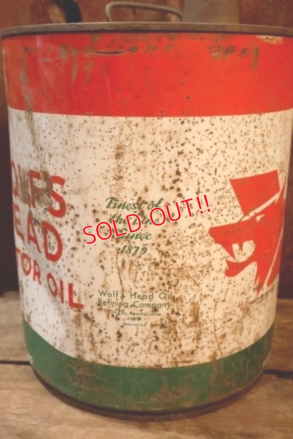 画像6: dp-250618-72 WOLF'S HEAD 1970's 5 U.S. GALLONS MOTOR OIL CAN