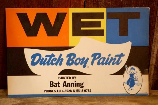 画像1: dp-250802-34 Dutch Boy Paint 1950's "WET" Paper Sign (B)