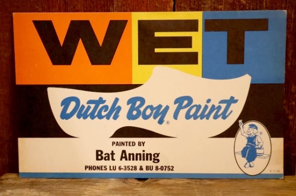 画像1: dp-250802-35 Dutch Boy Paint 1950's "WET" Paper Sign (C)