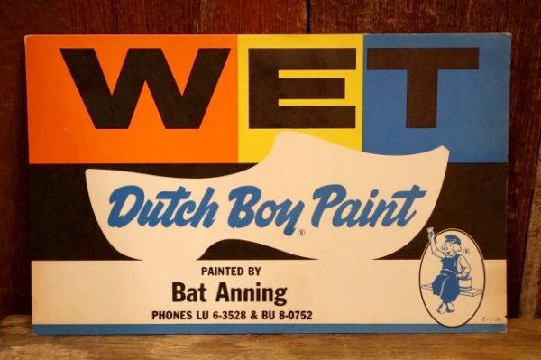 画像1: dp-250802-36 Dutch Boy Paint 1950's "WET" Paper Sign (D)