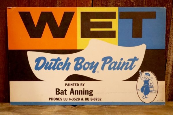 画像1: dp-250802-37 Dutch Boy Paint 1950's "WET" Paper Sign (E)
