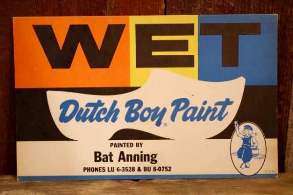 画像1: dp-250802-33 Dutch Boy Paint 1950's "WET" Paper Sign (A)