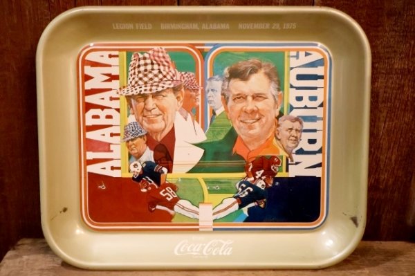 画像1: ck-045 ALABAMA & AUBURN UNIVERSITY / Coca-Cola 1975 Tin Serving Tray