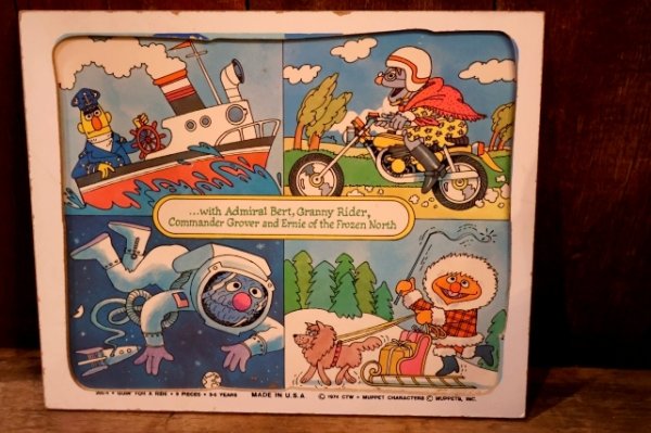画像7: ct-250802-32 SESAME STREET / Playskool 1970's Wood Frame Tray Puzzle
