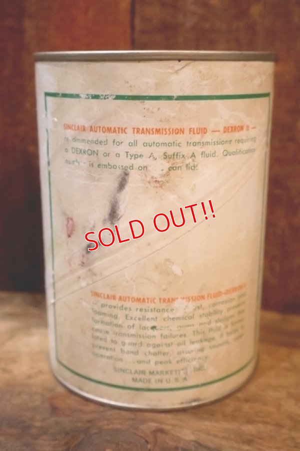 画像5: dp-250618-28 Sinclair AUTOMATIC TRANSMISSION FLUID-DEXRON II1 U.S. QUART CAN