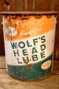 nt-250618-54 WOLF'S HEAD LUBE 1970's 5 U.S. GALLONS OIL CAN