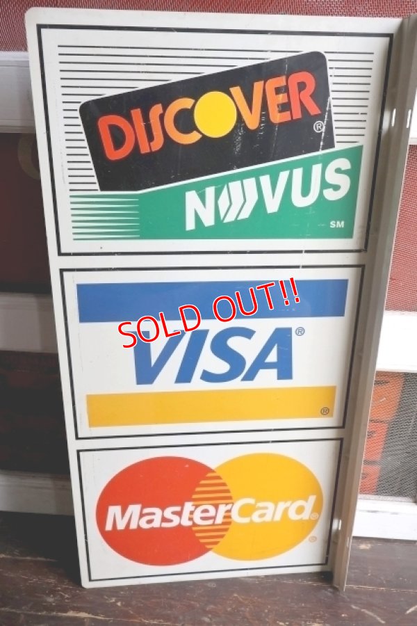 画像1: dp-250205-36 DISCOVER・VISA ・Master Card 1990's W-sided Metal Sign