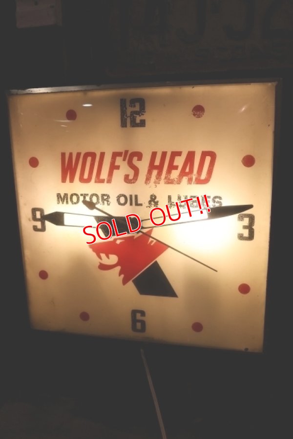 画像1: dp-250618-19 WOLF'S HEAD MOTOR OIL & LUBES 1960's PAM CLOCK