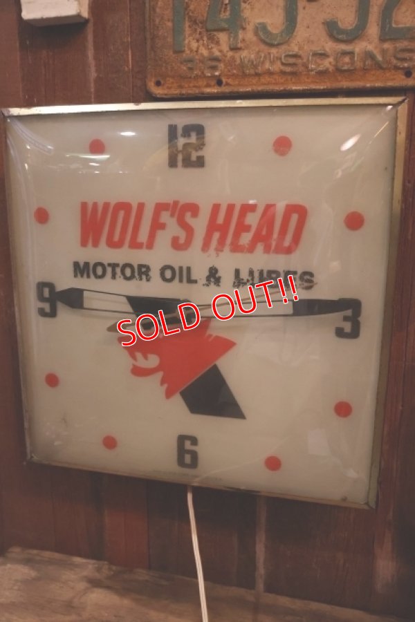画像8: dp-250618-19 WOLF'S HEAD MOTOR OIL & LUBES 1960's PAM CLOCK