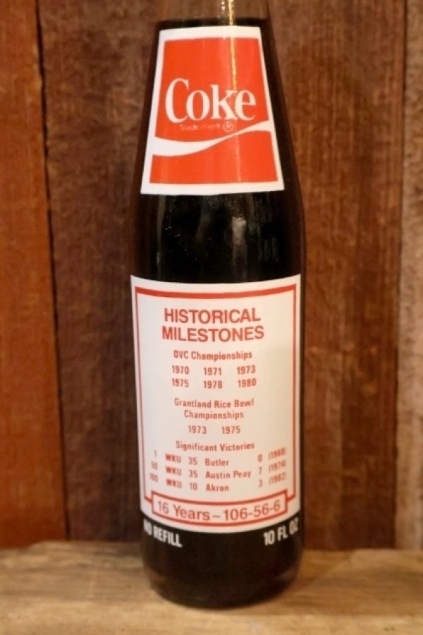 画像4: ck-063 Western Kentucky University / "JIMMY FEIX" 1980's HISTORICAL MILESTONE Coca-Cola Bottle