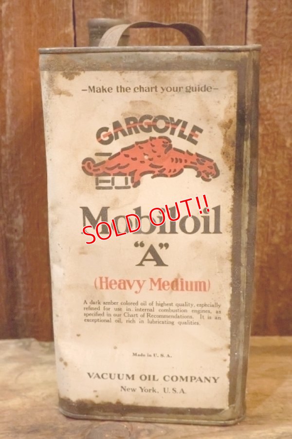 画像1: dp-251008-01 VACUUM OIL COMPANY Mobiloil GARGOYLE 1920's 1 U.S. GALLON CAN