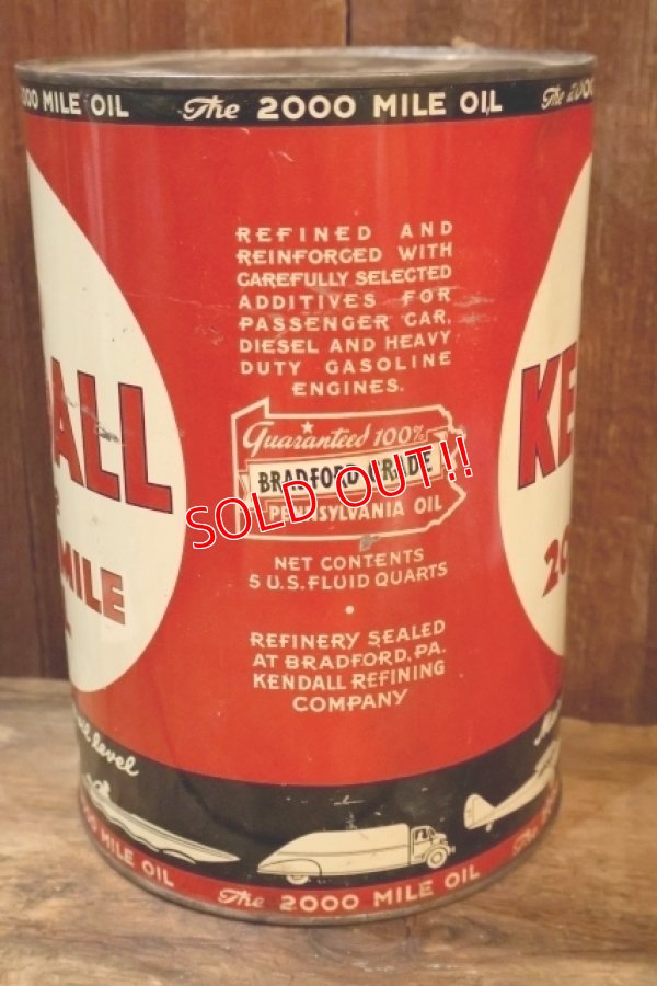 画像7: dp-251008-67 KENDALL 1940's-1950's The 2000 MILE OIL 5 U.S. QUARTS CAN