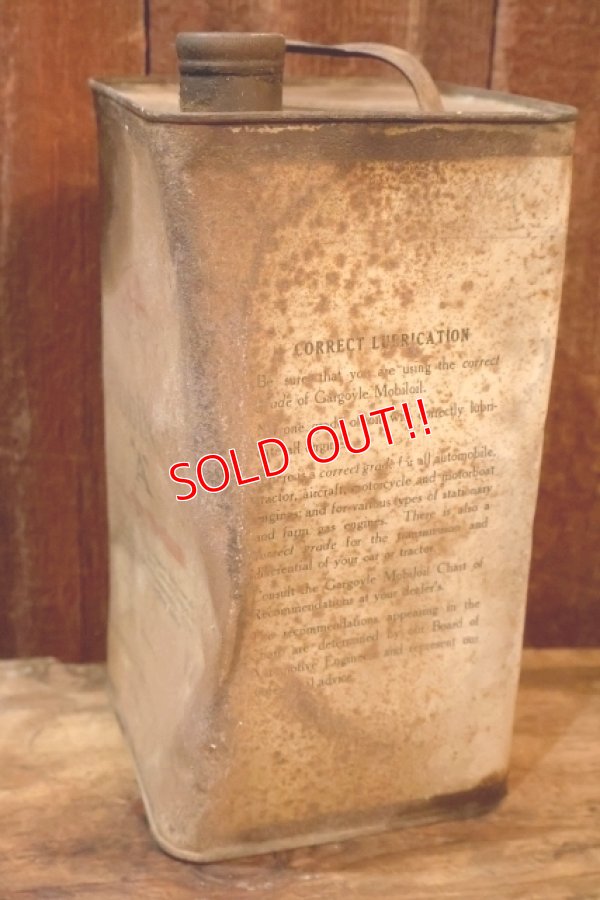 画像7: dp-251008-01 VACUUM OIL COMPANY Mobiloil GARGOYLE 1920's 1 U.S. GALLON CAN