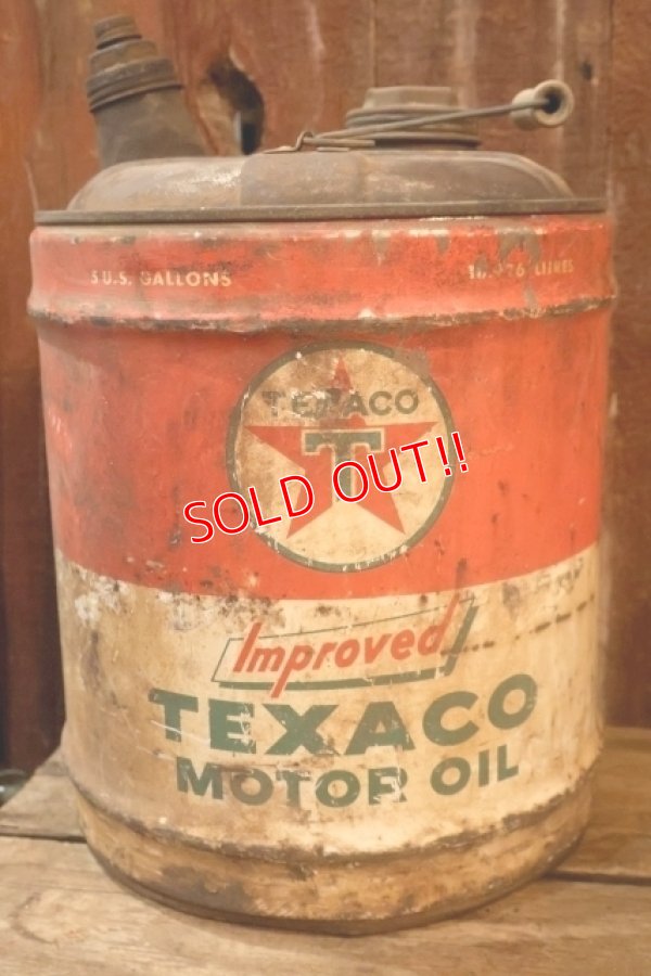 画像1: dp-251008-83 TEXACO 1950's  5 U.S. GALLONS MOTOR OIL CAN