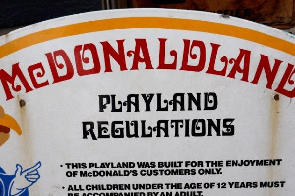 画像3: ct-251008-07 McDonald's / Setmakers, Inc. 1980 "McDONALDLAND PLAYLAND REGULATIONS" Porcelain Sign