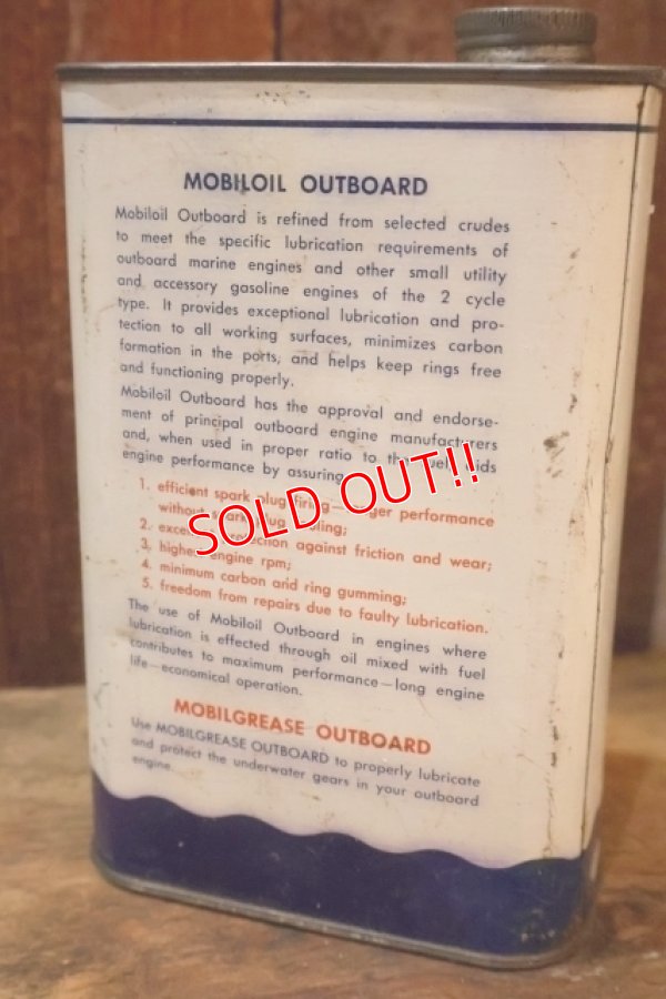 画像3: dp-251008-87 Mobiloil 1940's-1950's Outboard 1 U.S. Quart Oil Can