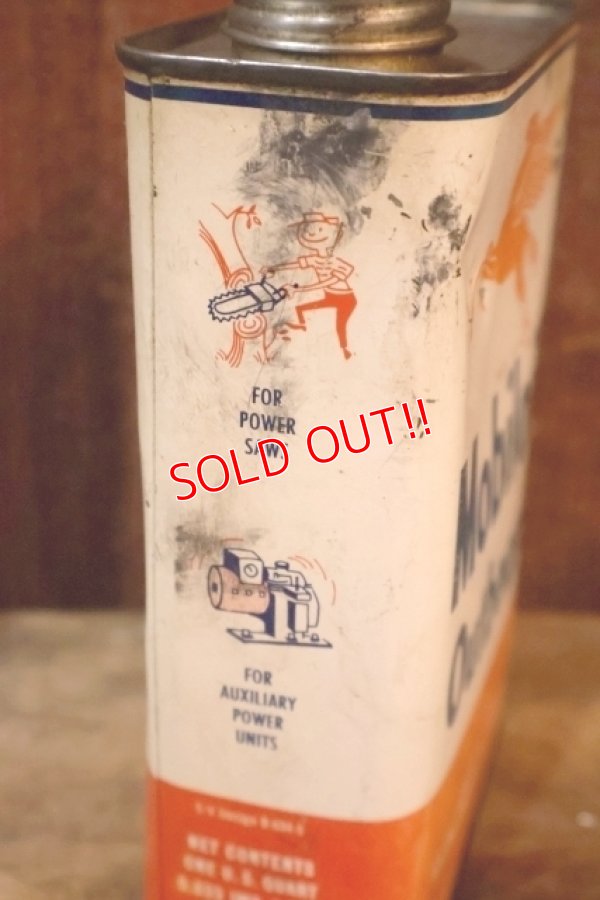 画像5: dp-251008-59 Mobiloil 1940's-1950's Outboard 1 U.S. Quart Oil Can