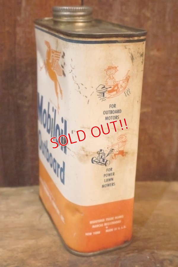 画像3: dp-251008-59 Mobiloil 1940's-1950's Outboard 1 U.S. Quart Oil Can
