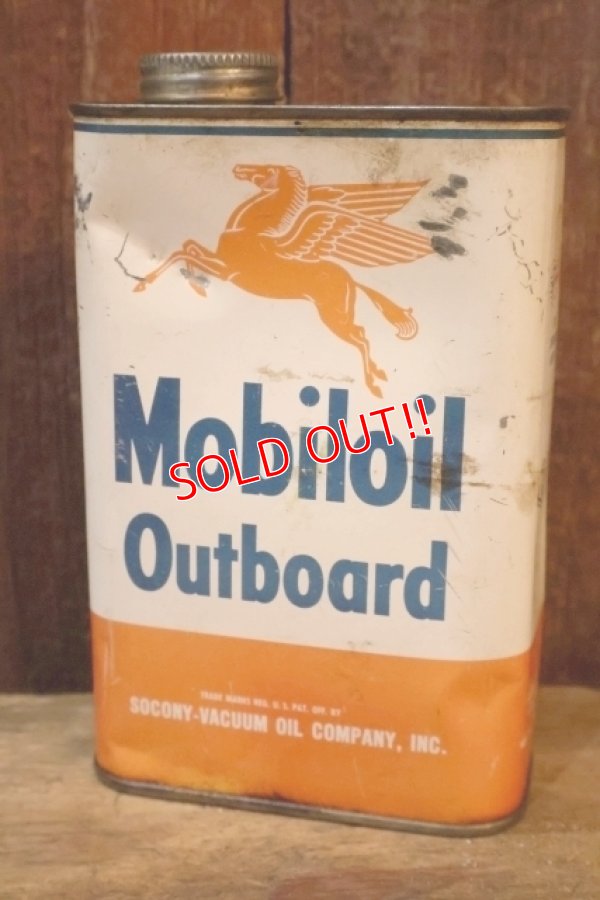 画像1: dp-251008-59 Mobiloil 1940's-1950's Outboard 1 U.S. Quart Oil Can