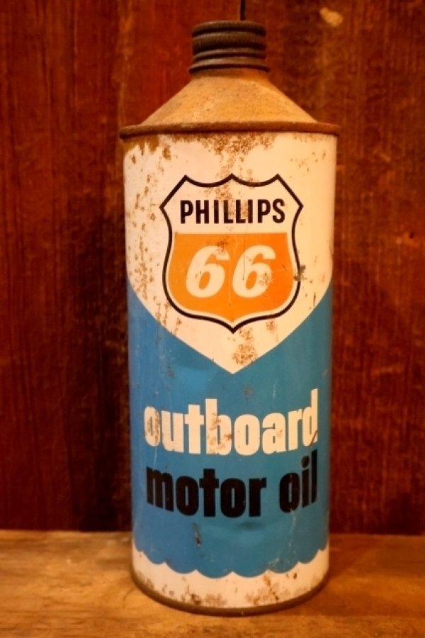 画像1: dp-251008-87 PHILLIPS 66 1960's〜 Outboard Motor Oil 1 U.S. Quart Can