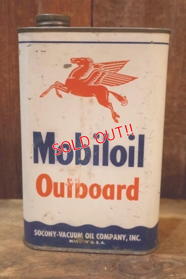 画像1: dp-251008-87 Mobiloil 1940's-1950's Outboard 1 U.S. Quart Oil Can