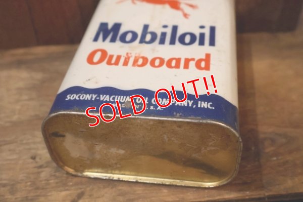 画像7: dp-251008-87 Mobiloil 1940's-1950's Outboard 1 U.S. Quart Oil Can