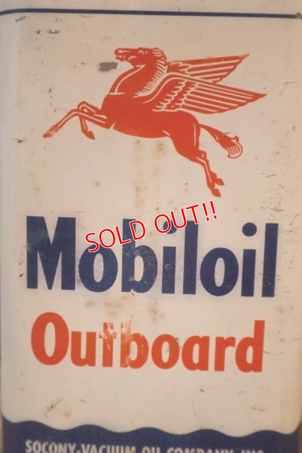 画像2: dp-251008-87 Mobiloil 1940's-1950's Outboard 1 U.S. Quart Oil Can