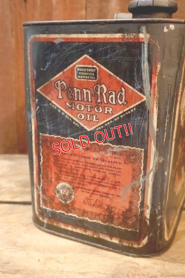 画像7: dp-251008-61 RADBILL OIL COMPANY 1930's-1940's Penn-Rad MOTOR OIL TWO U.S. GALLONS CAN