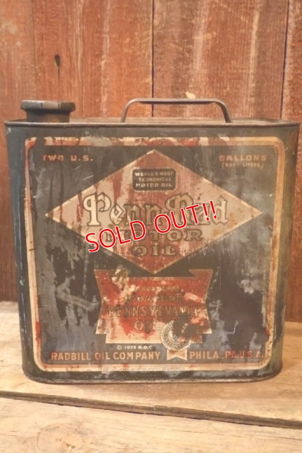 画像1: dp-251008-61 RADBILL OIL COMPANY 1930's-1940's Penn-Rad MOTOR OIL TWO U.S. GALLONS CAN
