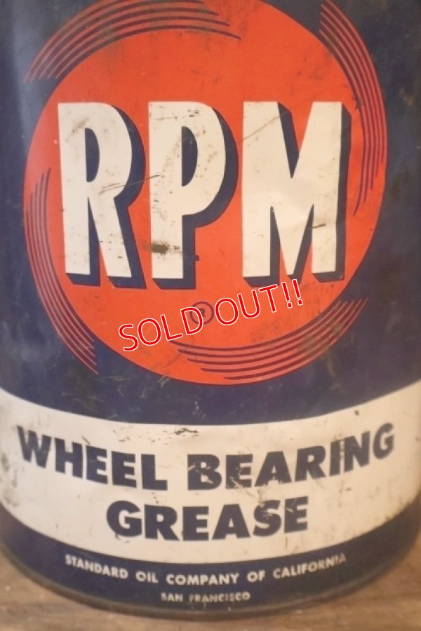 画像2: dp-251008-87 STANDARD OIL COMPANY OF CALIFORNIA 1950's RPM 10 POUNDS WHEEL BEARING GREASE CAN