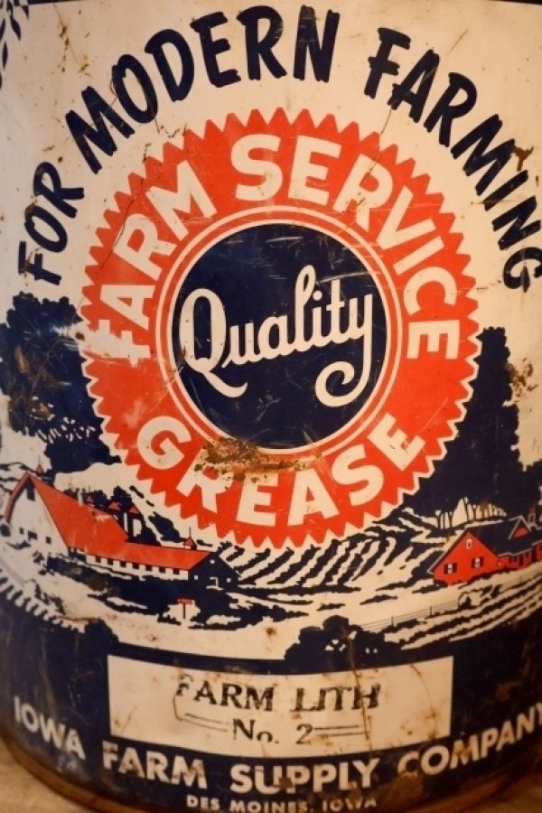 画像2: dp-251008-86 IOWA FARM SUPPLY COMPANY 1950's FARM SERVICE GREASE 40 LBS. CAN