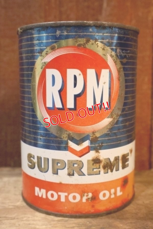 画像1: dp-251008-87 RPM 1960's SUPREME MOTOR OIL ONE QUART CAN