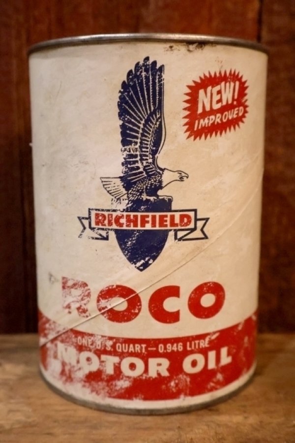 画像1: dp-251008-72 RICHFIELD 1960's ROCO MOTOR OIL ONE U.S. QUART CAN