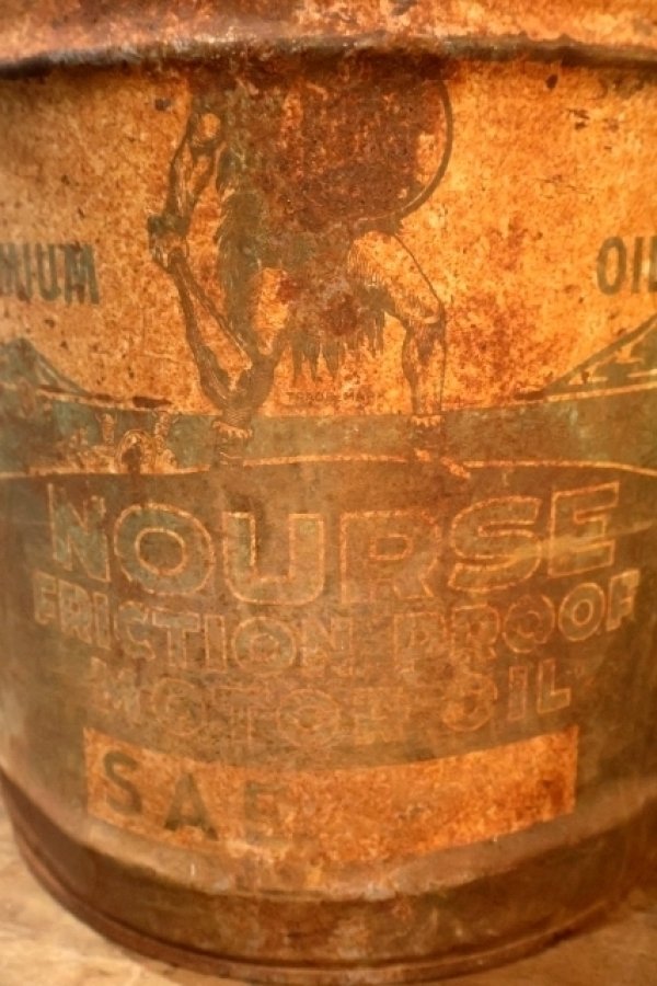 画像2: dp-251008-82 NOURSE OIL Co, 〜1940's FRICTION PROOF MOTOR OIL 5 U.S. GALLONS CAN