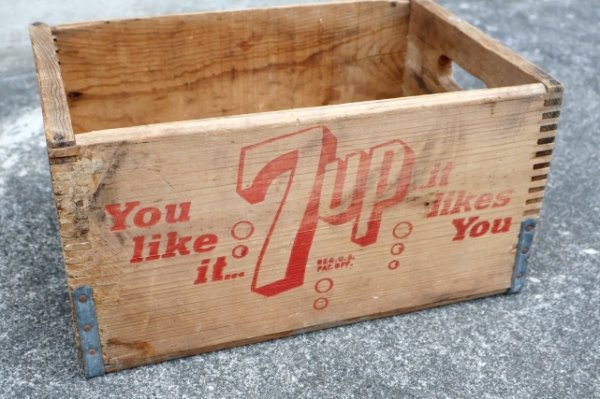 画像1: dp-250701-08 7 Up / 1960's-1970's Wood Crate Box