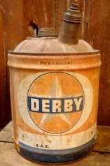 dp-251008-81 DERBY 1960's FIVE U.S. GALLONS MOTOR OIL CAN